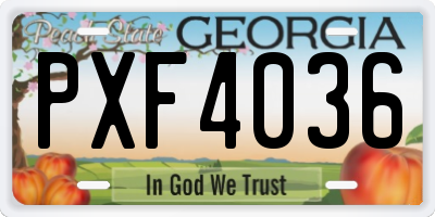 GA license plate PXF4036