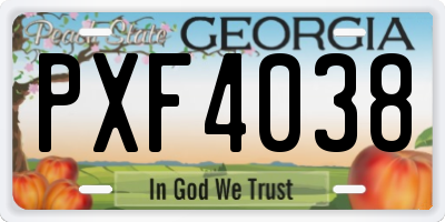 GA license plate PXF4038