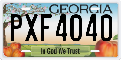 GA license plate PXF4040