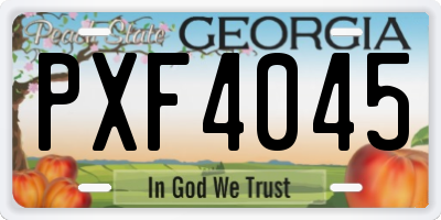 GA license plate PXF4045