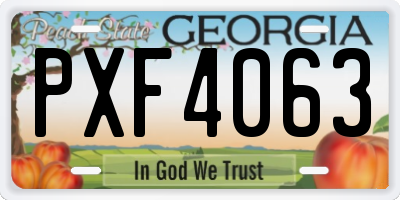 GA license plate PXF4063