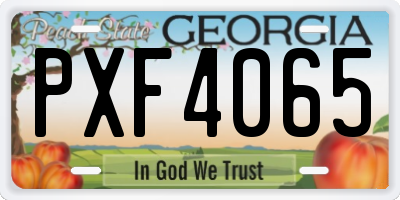 GA license plate PXF4065