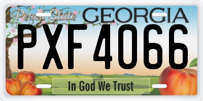 GA license plate PXF4066