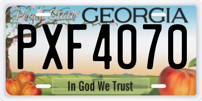 GA license plate PXF4070