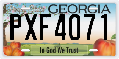 GA license plate PXF4071