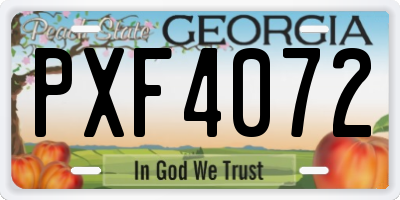 GA license plate PXF4072