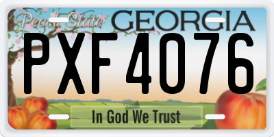 GA license plate PXF4076