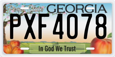 GA license plate PXF4078