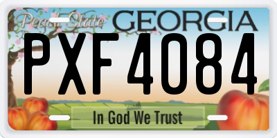 GA license plate PXF4084