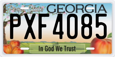 GA license plate PXF4085