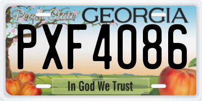 GA license plate PXF4086