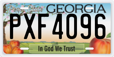 GA license plate PXF4096