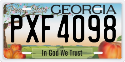 GA license plate PXF4098