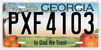 GA license plate PXF4103