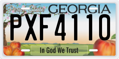 GA license plate PXF4110