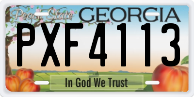 GA license plate PXF4113