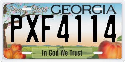 GA license plate PXF4114