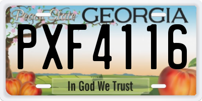 GA license plate PXF4116