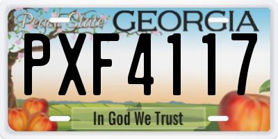 GA license plate PXF4117