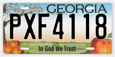 GA license plate PXF4118