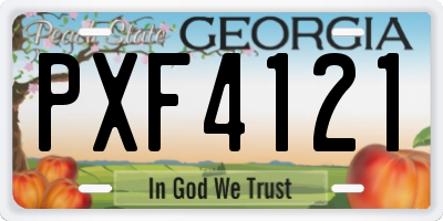 GA license plate PXF4121