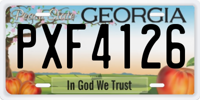 GA license plate PXF4126