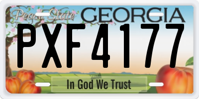 GA license plate PXF4177