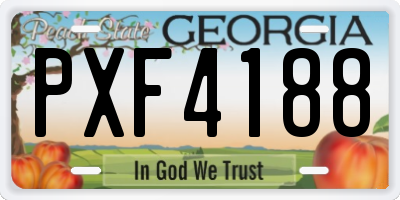 GA license plate PXF4188