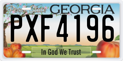 GA license plate PXF4196