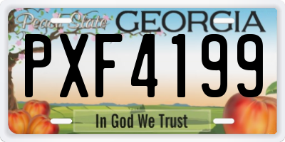 GA license plate PXF4199