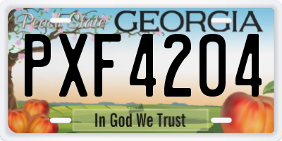 GA license plate PXF4204