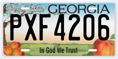 GA license plate PXF4206