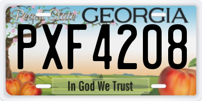 GA license plate PXF4208