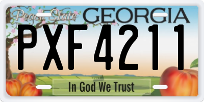 GA license plate PXF4211