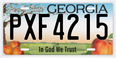 GA license plate PXF4215