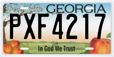GA license plate PXF4217