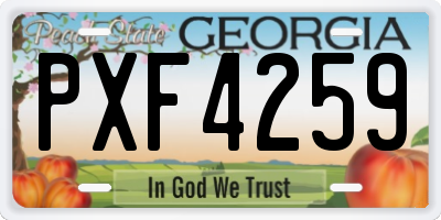 GA license plate PXF4259