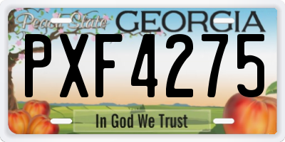 GA license plate PXF4275