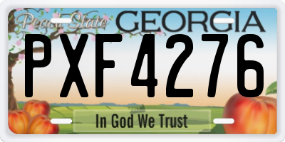GA license plate PXF4276
