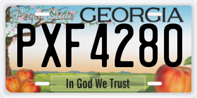 GA license plate PXF4280