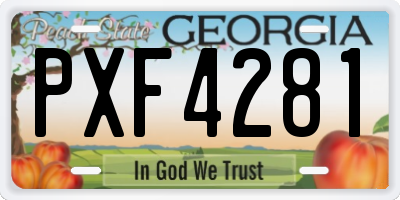 GA license plate PXF4281