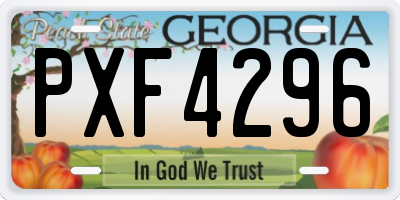 GA license plate PXF4296