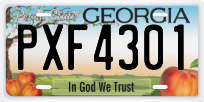 GA license plate PXF4301