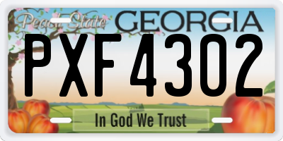 GA license plate PXF4302