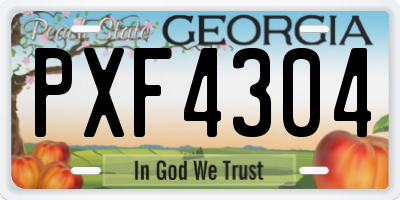 GA license plate PXF4304