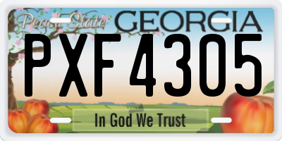 GA license plate PXF4305