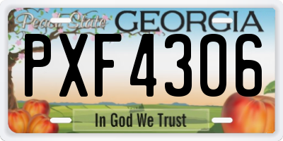 GA license plate PXF4306