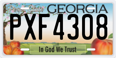 GA license plate PXF4308