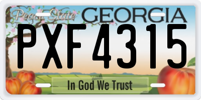 GA license plate PXF4315