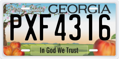 GA license plate PXF4316